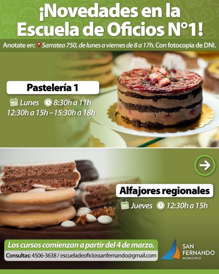 San Fernando abre inscripciones para los cursos 2024 de su Escuela de Oficios N°1