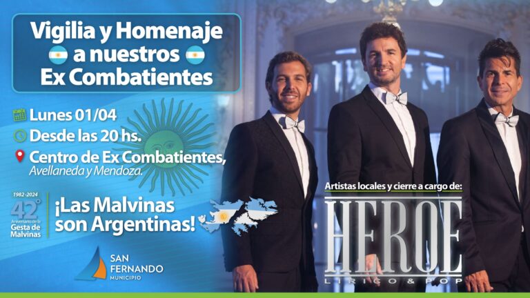 San Fernando homenajeará a los ex Combatientes de Malvinas con un show musical con el cierre de “Héroe”
